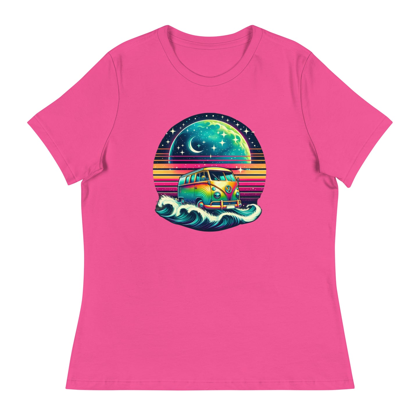 Cosmic Surfing with a Vintage Van - Femme Relaxed T-Shirt